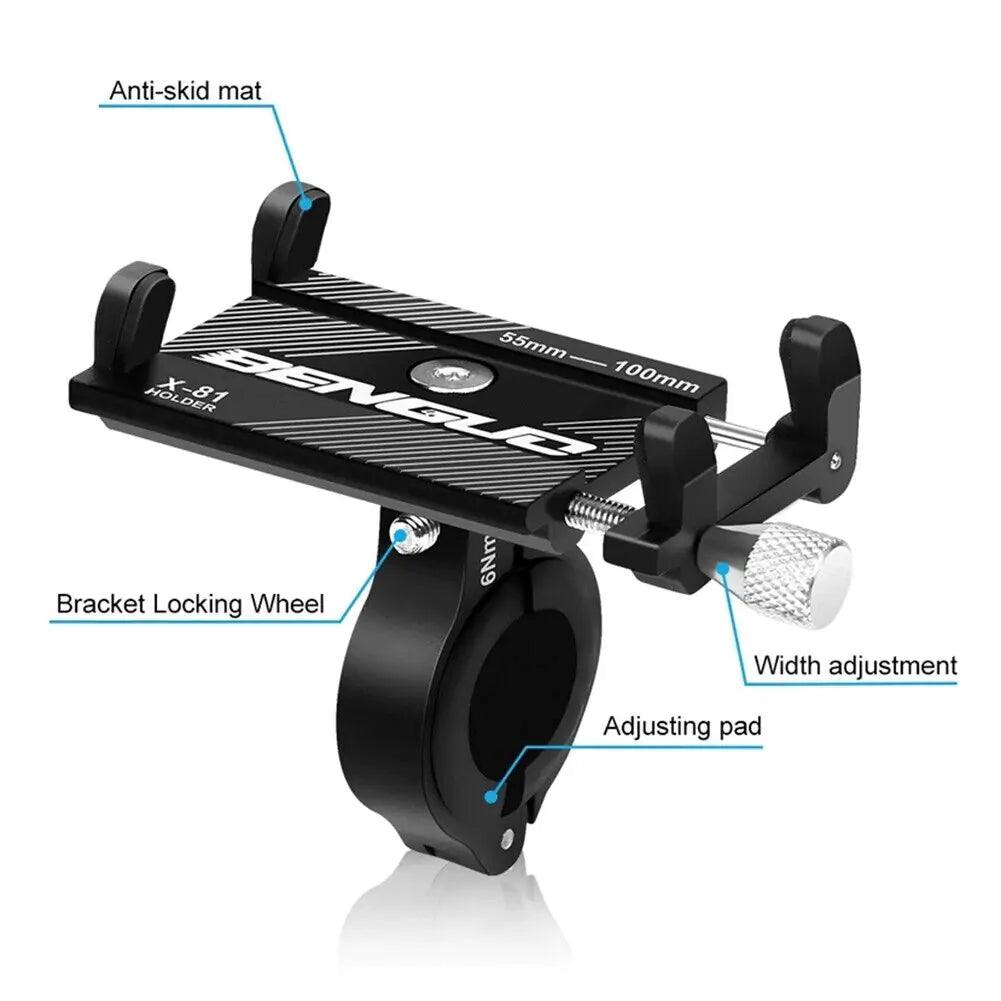 Heavy-duty aluminum motorcycle phone holder for bikes,
Universal aluminum bicycle mount for smartphones,
Adjustable aluminum motorcycle and bike handlebar holder,
Shockproof aluminum phone holder for motorcycles and bicycles,
Weather-resistant aluminum bicycle smartphone holder mount,
360-degree rotating aluminum motorcycle and bike phone holder,
Secure aluminum phone mount for bicycles and motorcycles,
Durable aluminum handlebar phone holder for cycling and motorbiking,
Anti-slip aluminum smartphone holder